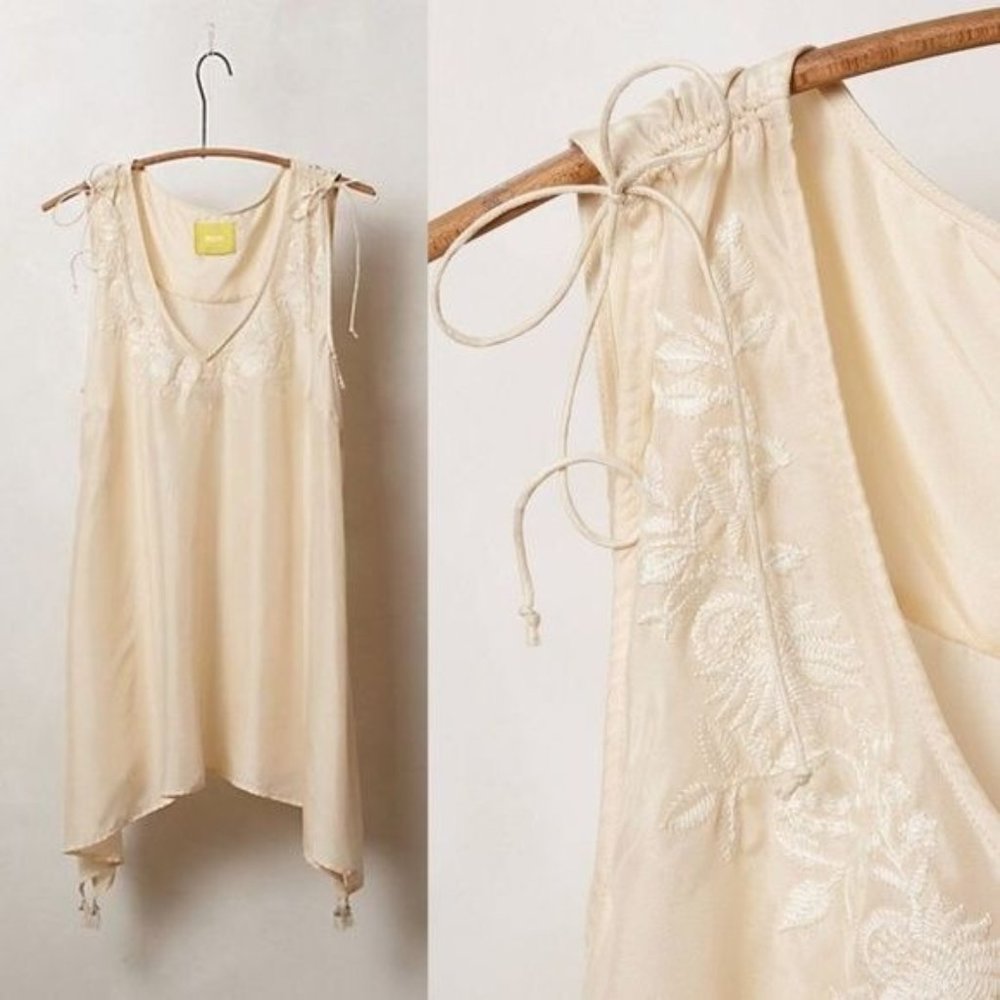 Maeve Anthro Embroider Handkerchief Tassel Drawstring